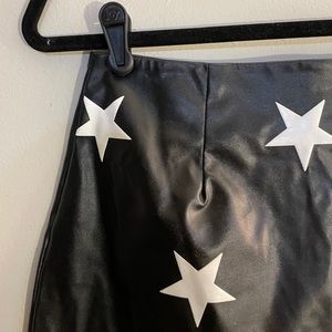 Pleather White Star Mini Skirt
